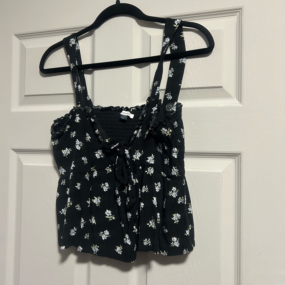 American Eagle Outfitters Black Floral Blouse